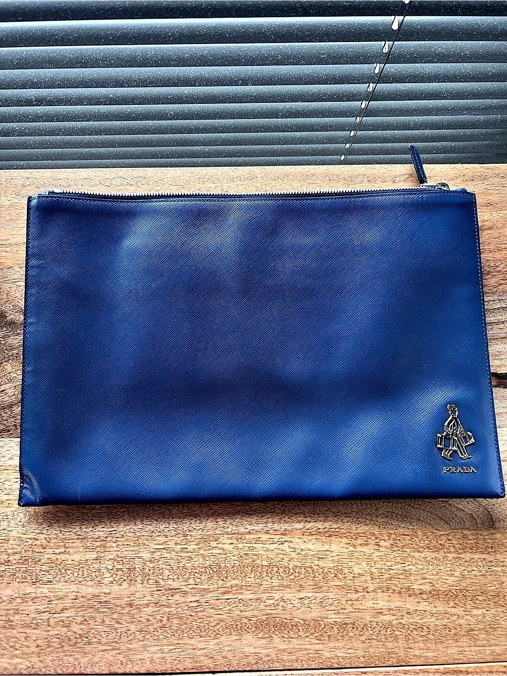 Prada Saffiano Leather Pouch 2VF056 Blue Clutch